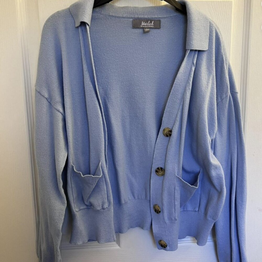Small light blue collared cardigan